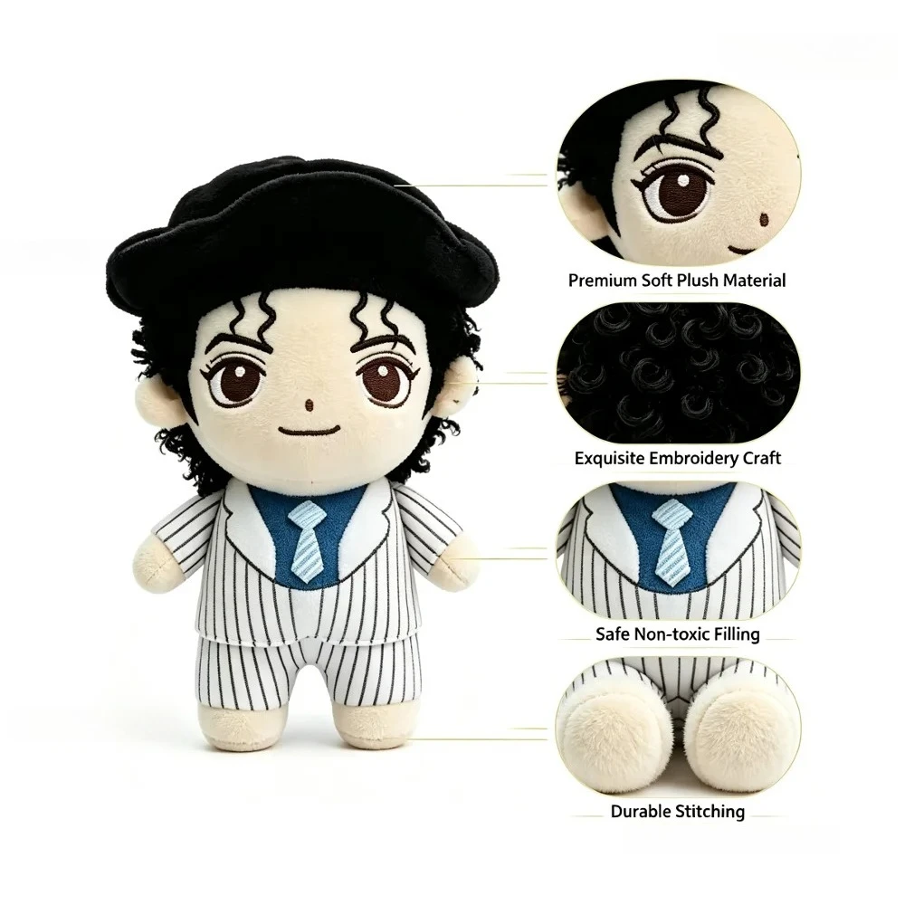 New Red Michael Cute Plush Doll Soft Stuffed Collectible Figurine For Michael Music Fans Home Decor