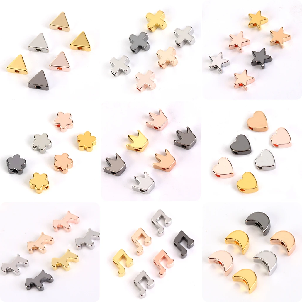 30 stücke 6/8mm Crown Stern Herz Form Metall Kupfer Spacer Perlen Für Schmuck, Die Entdeckungen Charms Fit DIY Armbänder Zubehör