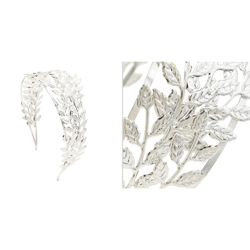 

Bridal Hair Band Leaf Design Alloy Headdress For Wedding Party Photo Props Bride Accessories Silver Cosplay Carnival