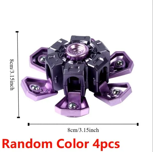 4pcs Petal Shape Fingertip Gyro Mechanical 3D Printing 360° Roatating Hand Spinner Gearwheel Fingertip Sprocket Spinning Top