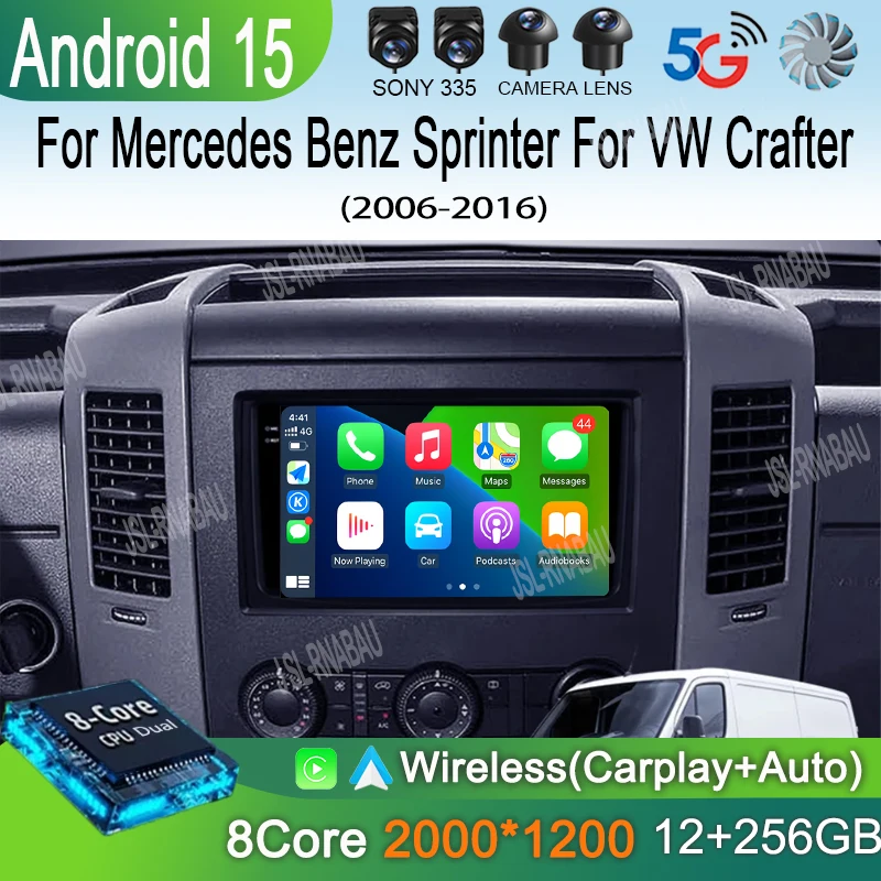 

Car Radio 9" Android 15 For Mercedes Benz Sprinter For VW Crafter 2006- 2016 Android CarPlay 4G WIFI GPS Navigation No 2din DSP
