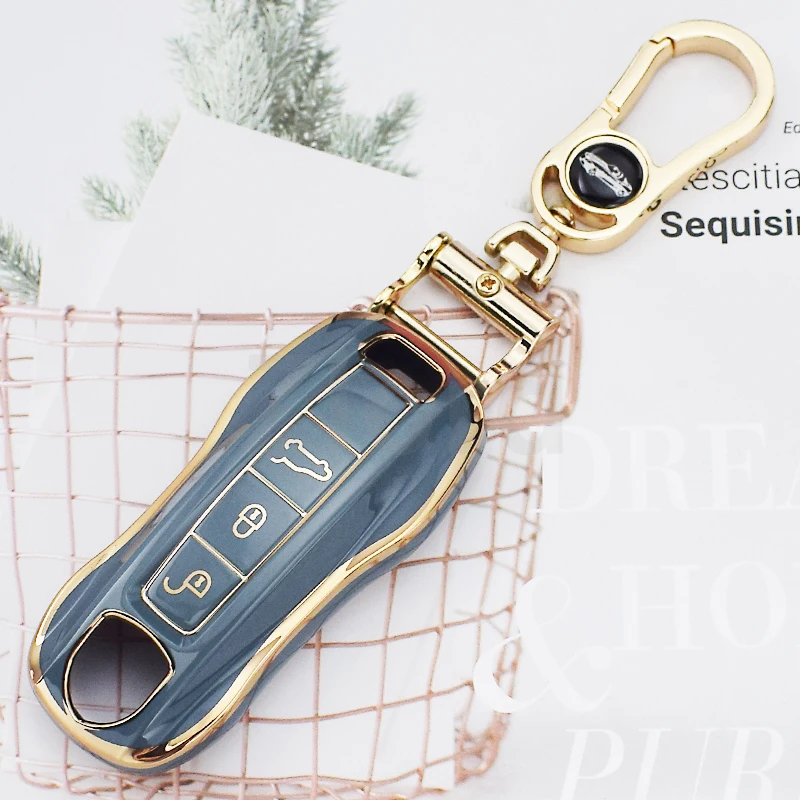 Soft TPU Car Key Case Cover Shell For Porsche Panamera Cayenne 971 911 9YA Macan Boxste Auto Protector Accessories