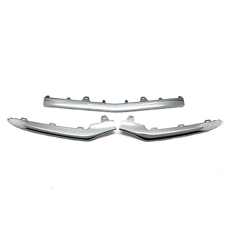 3Pcs Front Lower Bumper Chrome Trim Moulding Lip Strip For Benz E Class W212 14-16 A2128852774 A2128852874 A2128852674