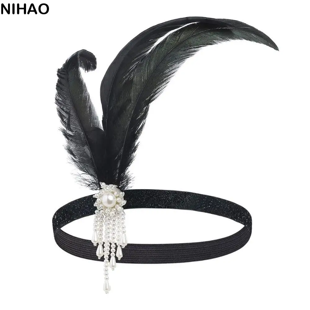 

Hair Accessories Feather Headwear Tassel Diamond Cosplay Dress Headwear Makeup Party Black Masquerade Hair Band