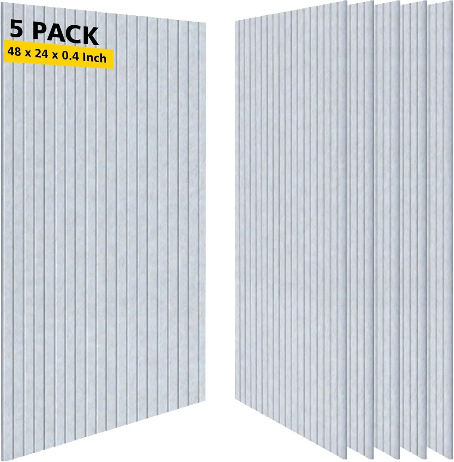 5 Pack Acoustic Panels, 48x24x0.4 Inch High-Density Soundproof Wall Panels in Light Camel for Decorative Noise Reduction