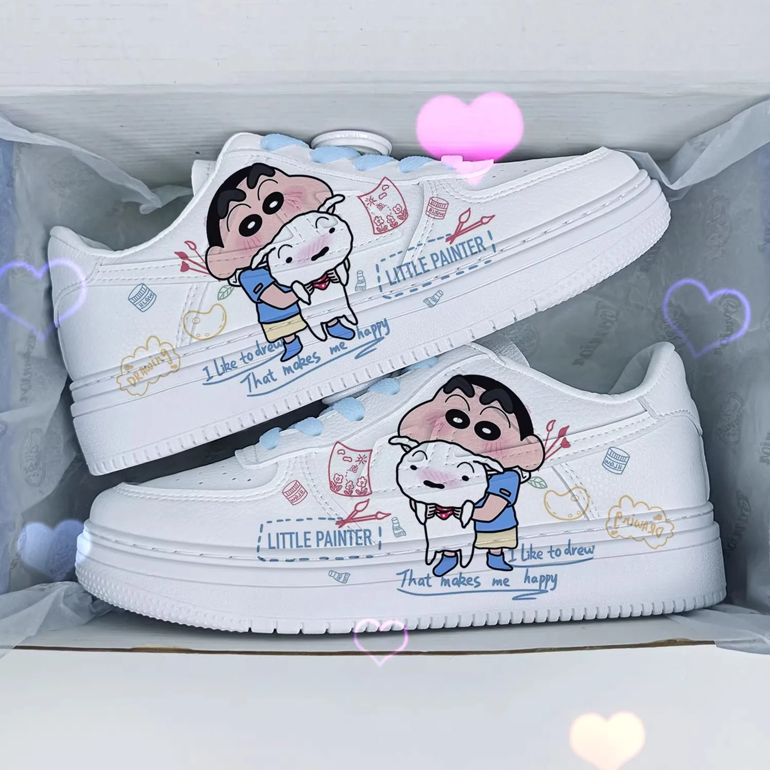 

Crayon Shin Chan Anime Warrior Custom Hand Painted Air Force Low Top Sneakers 2026 Spring Breathable Couple Athletic Shoes Gifts