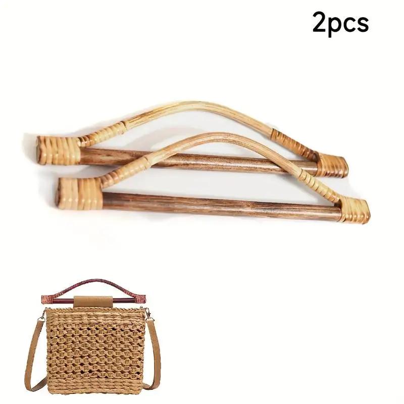 

2pcs Bag Bamboo Handles Replacement Purse Wood Handle D Shaped Hanger Handle Beach Bag Handbags Purse Handles DIY Bag Accessory