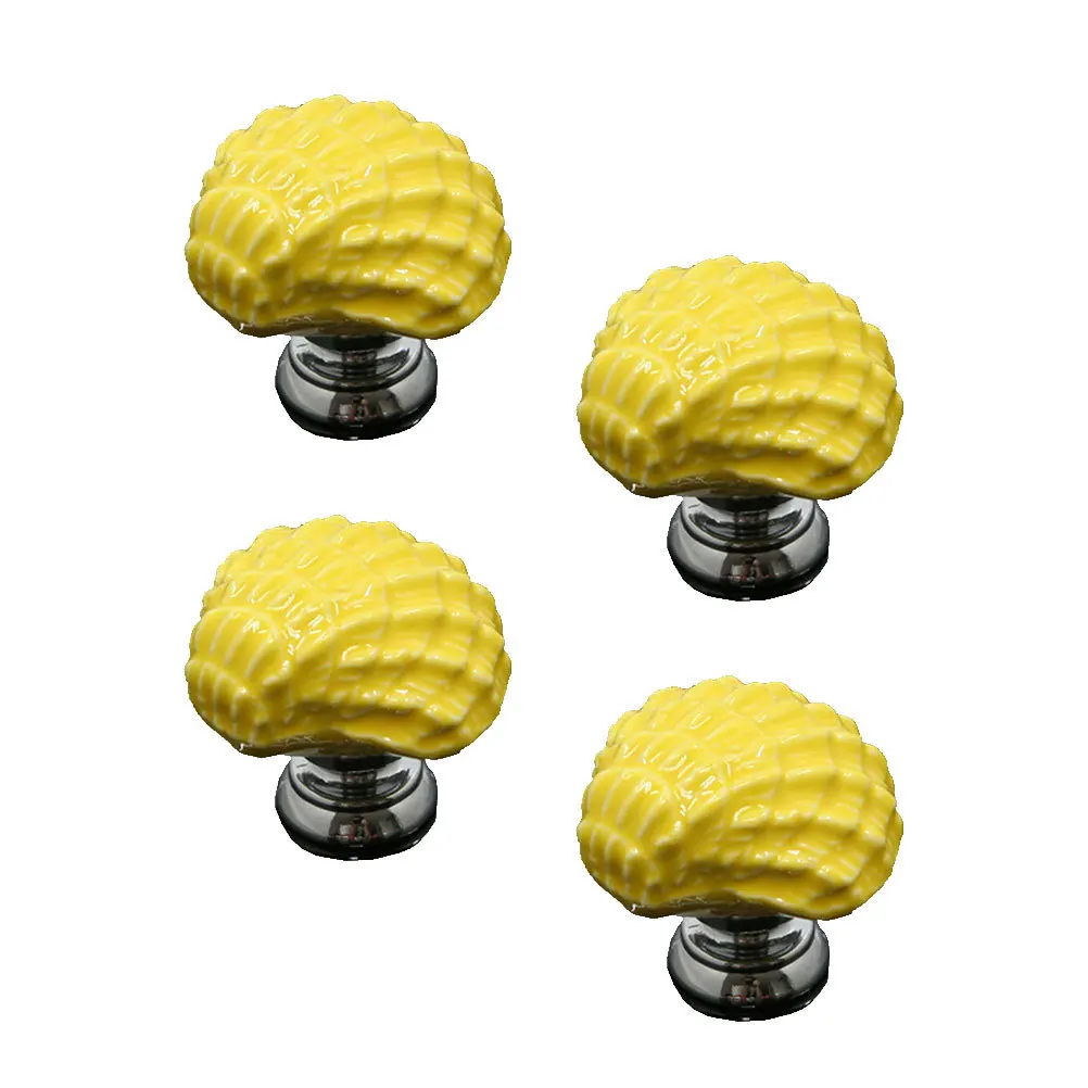 

4Pcs Cabinet Door Knobs Ceramic Shell Design Durable Pull Handles for Drawer Cupboard Wardrobe Furniture Cabinet Knob