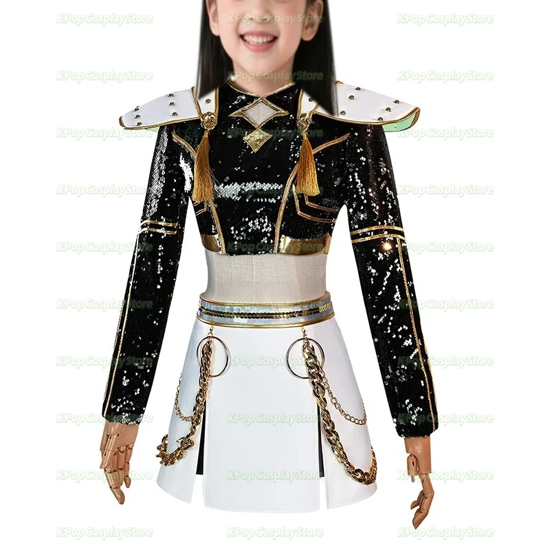 

New KPop Rumi Zoey Mira Cosplay Demon Hunters Cosplay Costume Women Black Golden Suit Halloween Party Role Playing Outfit