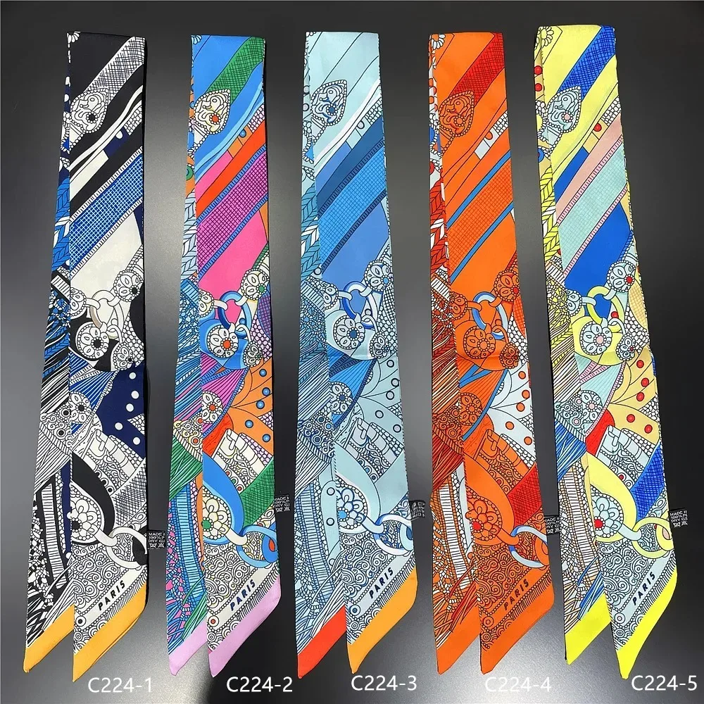2024 Korean Fashion New Women's Twill Decorative Ribbon Small Scarf Binding Bag Handle Ribbon Hair Band Small Scarf Headband