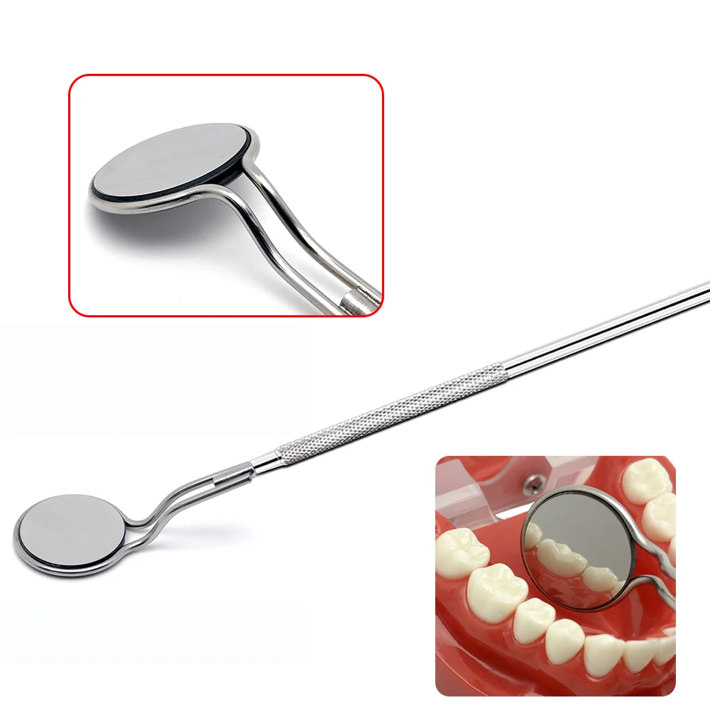 Dental Mouth Mirror With Handle Anti-Fog Rhodium Double Sided Oral Mirrors Reflectors Reuse Oral Mirror Handle