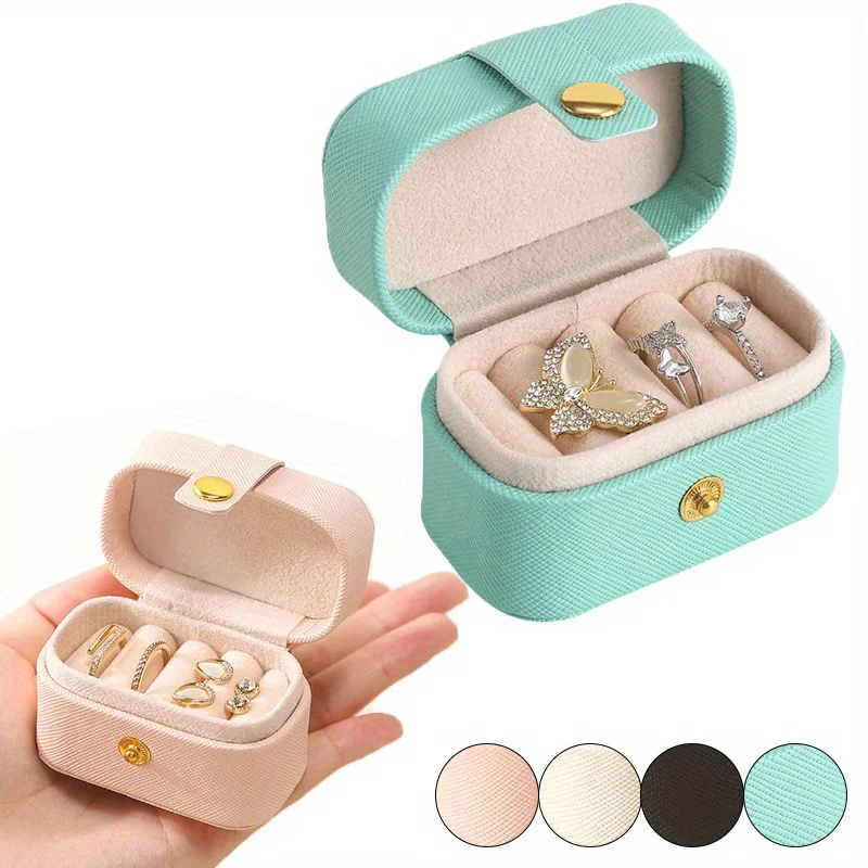 Mini Ring Box Portable Travel Earrings Ring Storage PU Leather Jewelry Box Multifunctional Storage Box Jewelry Organizer