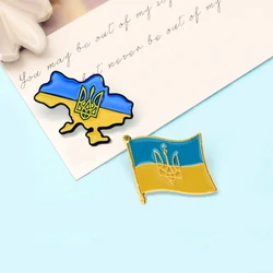 Ukraine Flag Ukrainian Map Brooch Ukrainian Map Flag National Emblem Flower Enamel Pin Lapel Custom Badge Jewelry Wholesale