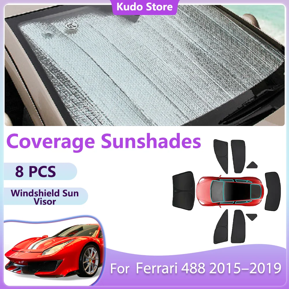 Full Car Sun Shade Coverage Sunshades Shade for Ferrari 488 2015–2019 Rear Side Windows Car Windshield Sun Visor Curtain .