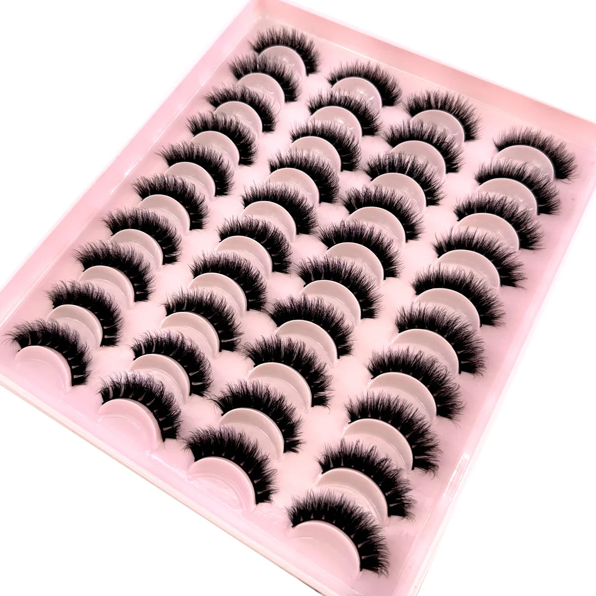 AMSDCN Natural Eyelashes 20 Pairs Fluffy Soft Wispy Volume Long False Eyelashes 3D Faux Mink Eyelash Cat Eye Handmade Lashes Mak