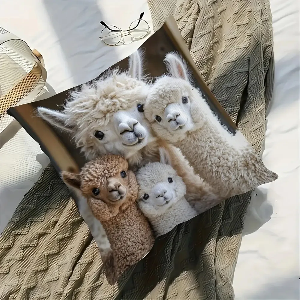 Double-Sided Alpaca Plush Pillowcase - 14x14/16x16/18x20 Bohemian Machine Washable Sofa Bed Decor