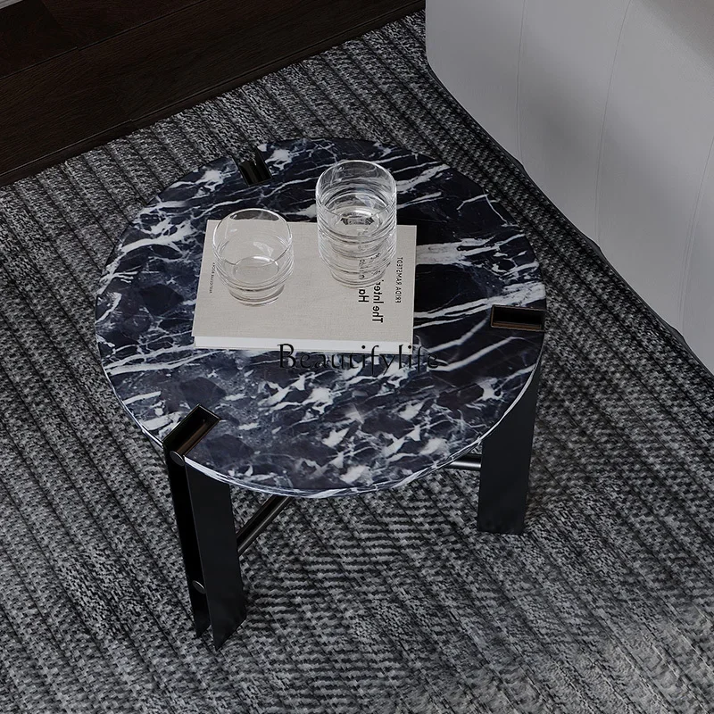 

FGИтальянский минималистичный круглый комбинированный журнальный столик, приставной столик, современный легкий роскошный мраморный небольшой угловой столик