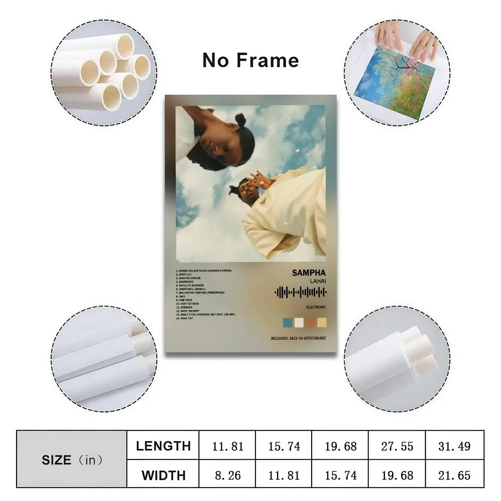 Sampha Poster Peelable Self-Adhesive Album Cover Poster Stickers, Frameless Wall Art for Singer Band Pop Rap Bedroom