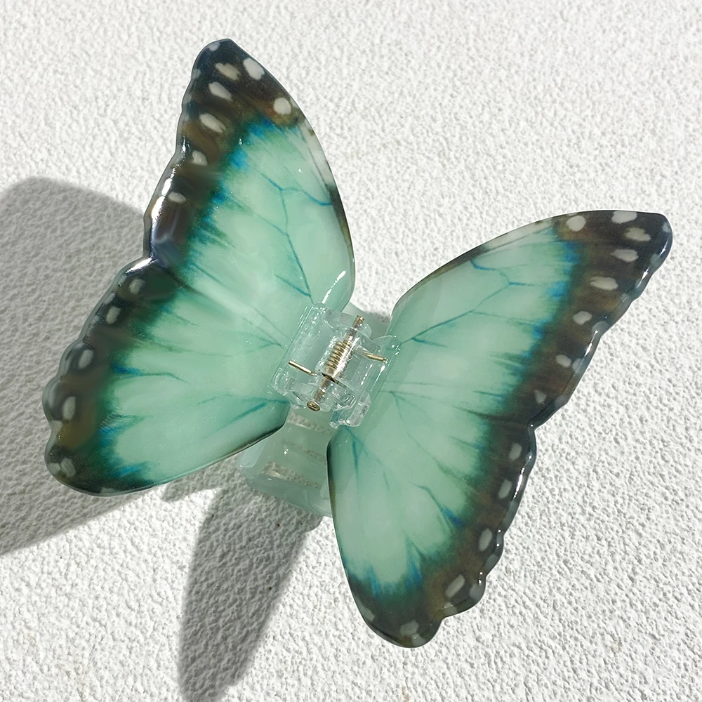 Moda tie-dye gradiente azul simulação borboleta caranguejo hairpin temperamento acrílico rabo de cavalo presilhas acessórios para o cabelo para mulher