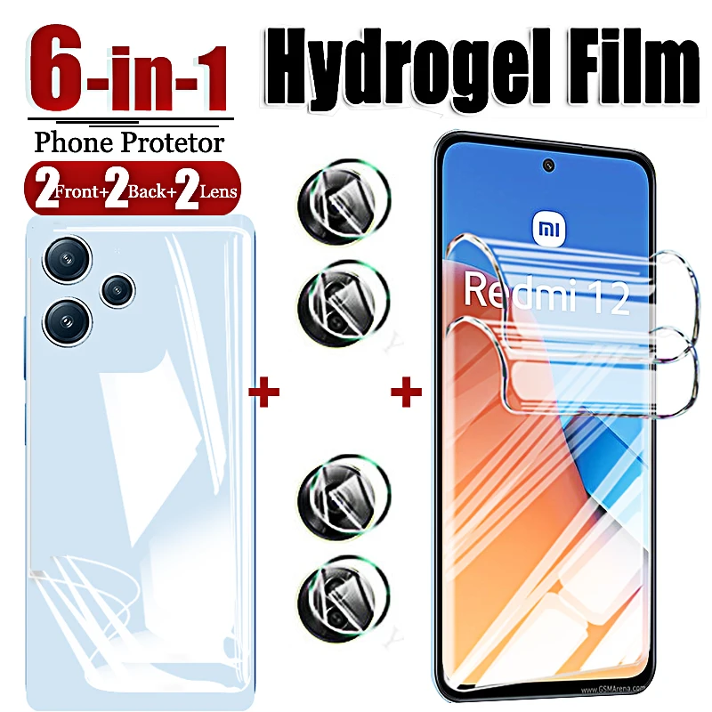 Protector de pantalla de Hidrogel para Xiaomi Redmi 12, película suave de Hidrogel, lente de cámara Global, vidrio templado, para Xiaomi Redmi 12c Note 12 Pro 5G