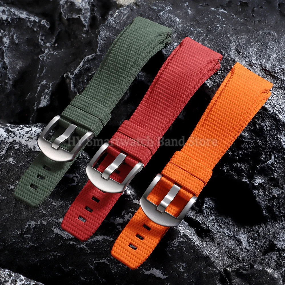 20mm 21mm 22mm Fluorkautschuk-Uhrenarmband für Omega, Seiko, Rolex, Casio mit Gebogenen Enden, FKM-Armband mit Schnellverschluss – Detail 1