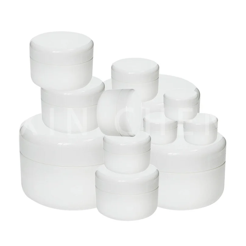 10pcs Empty Cream Boxes White Plastic Cosmetic Container, Cream Jar, Portable Travel Lotion Box 10g 20g 30g 50g 100g