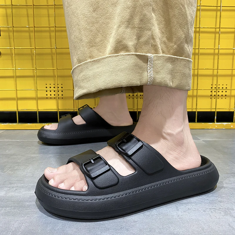 Couple Platform Cloud Slippers Non Slip Sliders Fashion Buckle Soft Sole EVA Slides Sandals 2023 Men Women\'s Home Slippers