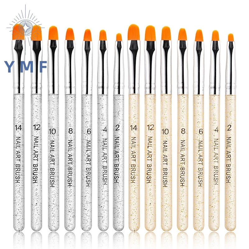 Cross-border Exclusive Supply Of 7 Transparent Rod Professional Brush For Nails Pen Round Head With Glitter Light Pen Set