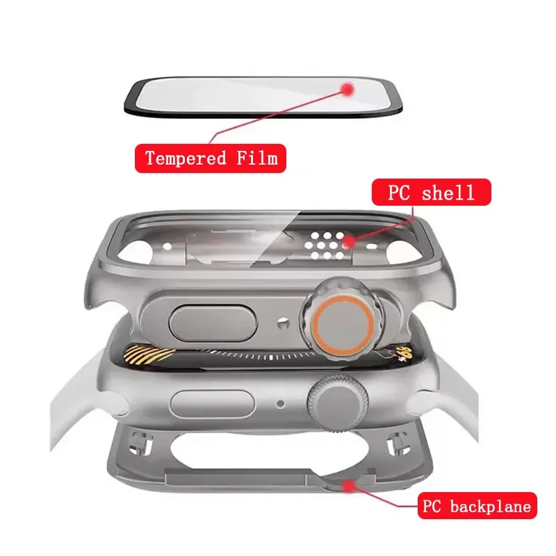 Стекло + чехол для Apple Watch 45 мм 40 41 44 мм Защитная пленка для экрана спереди и сзади, сменная на ультра-бампер iWatch Series 9 8 7 6 5 4 SE