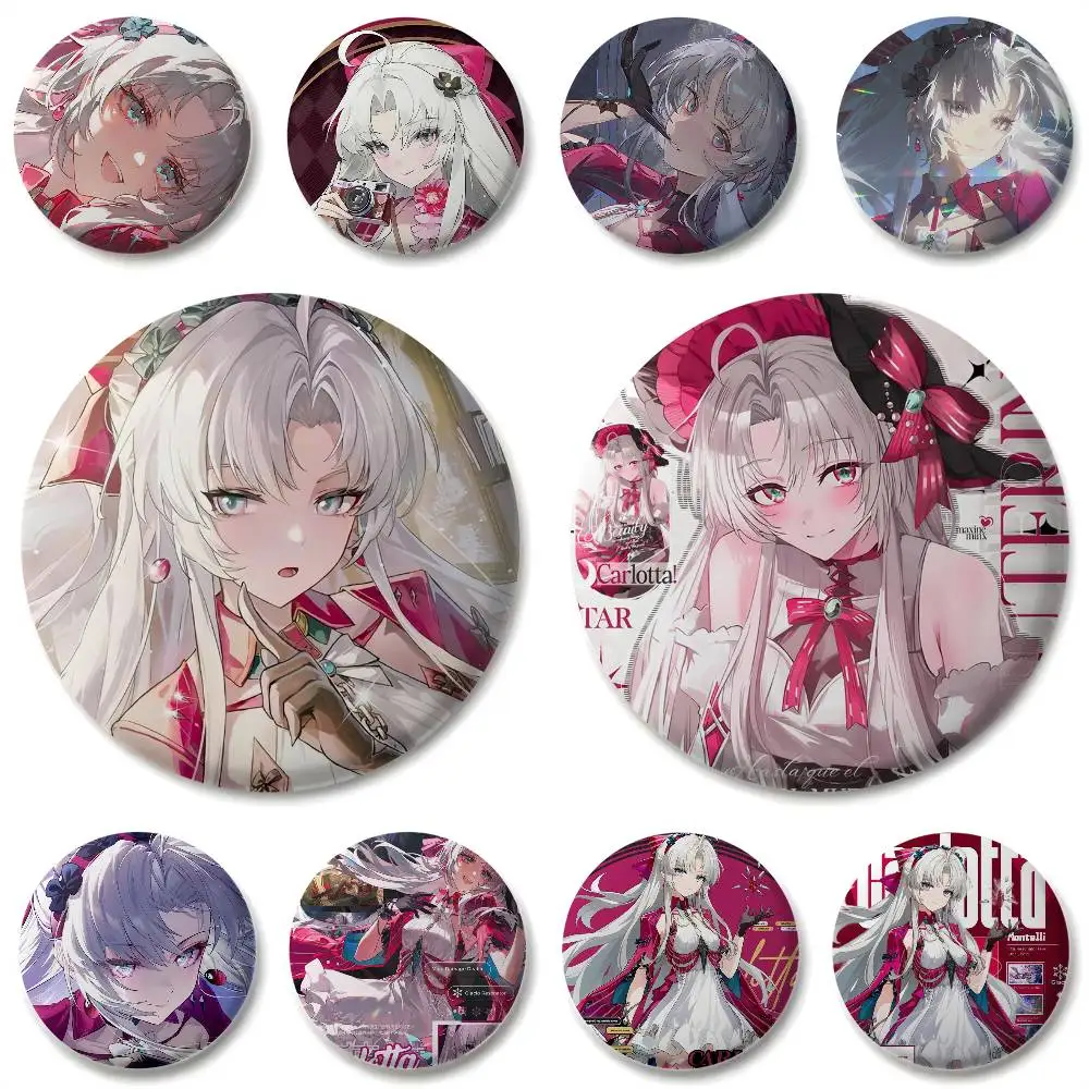 Carlotta Cute Wuthering Waves Badges Round Exquisite Badge Brooches Creative Pins Untuk Pakaian Topi Ransel Hadiah Aksesoris