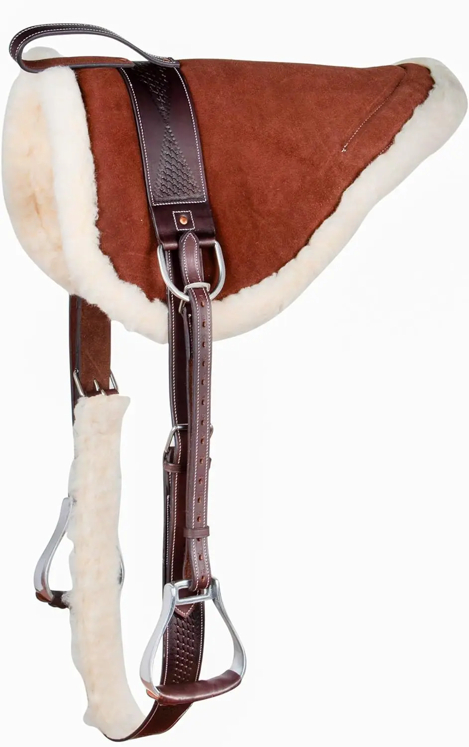 

HORSE RIDING BAREBACK PAD PREMIUM TREELESS SADDLE LEATHER STIRRUPS COMFY HORSE SADDLE TACK