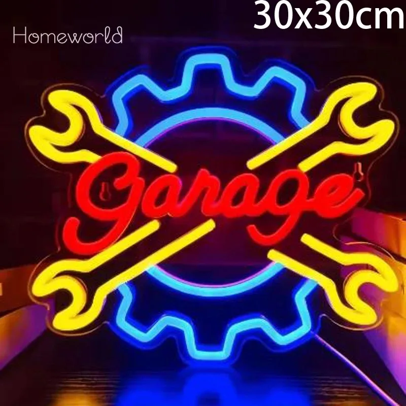 Garage Neon Sign Wrench Shaped LED Neon Light Car For Man Cave Tool Room Workshop Gaming Room Party Repair Shop decor