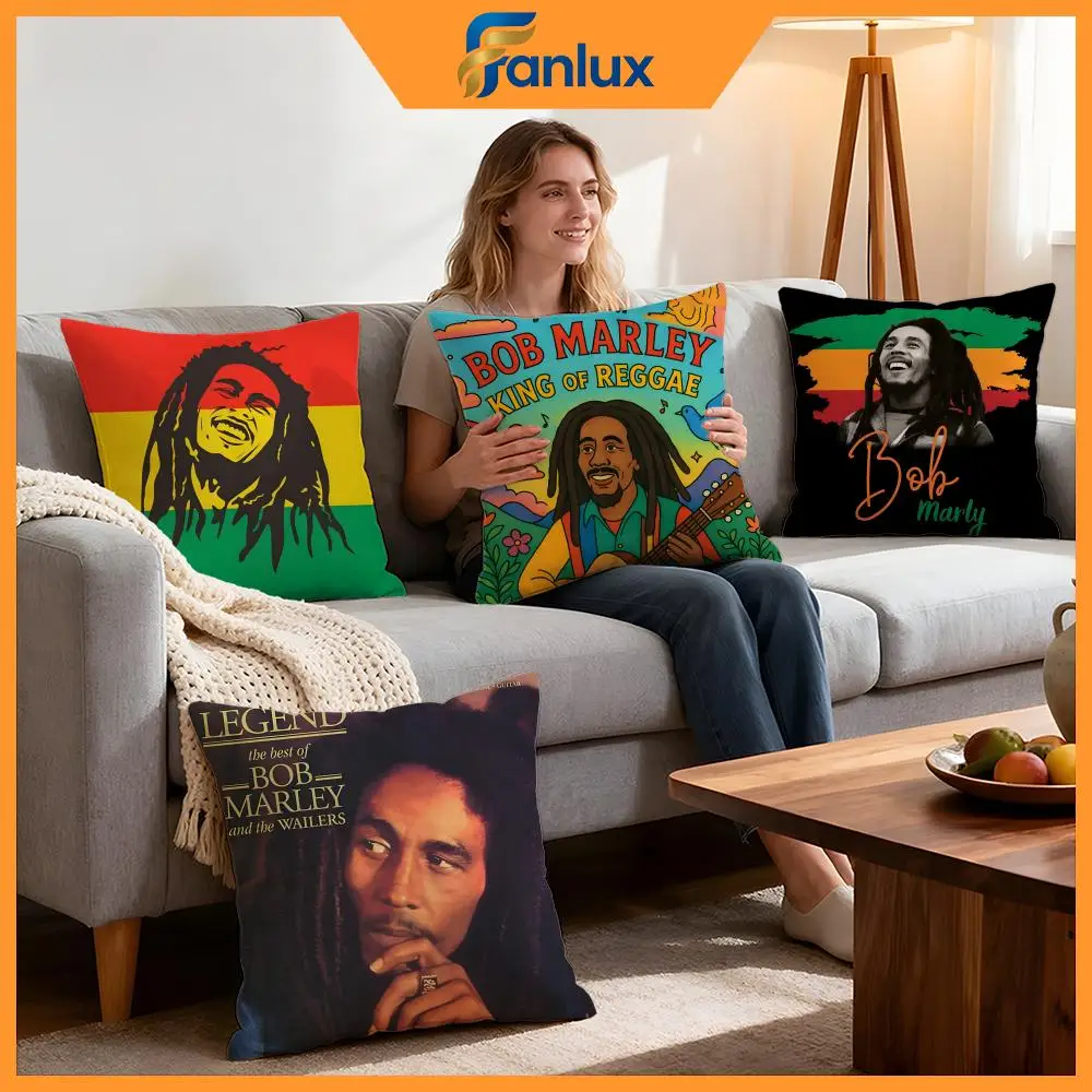 Bob Marley & The Wailers Cushion Cover 4Pcs Decorative Covers Soft Cushion Case for Sofa Couch Decor 40x40 45x45 Pillowcases