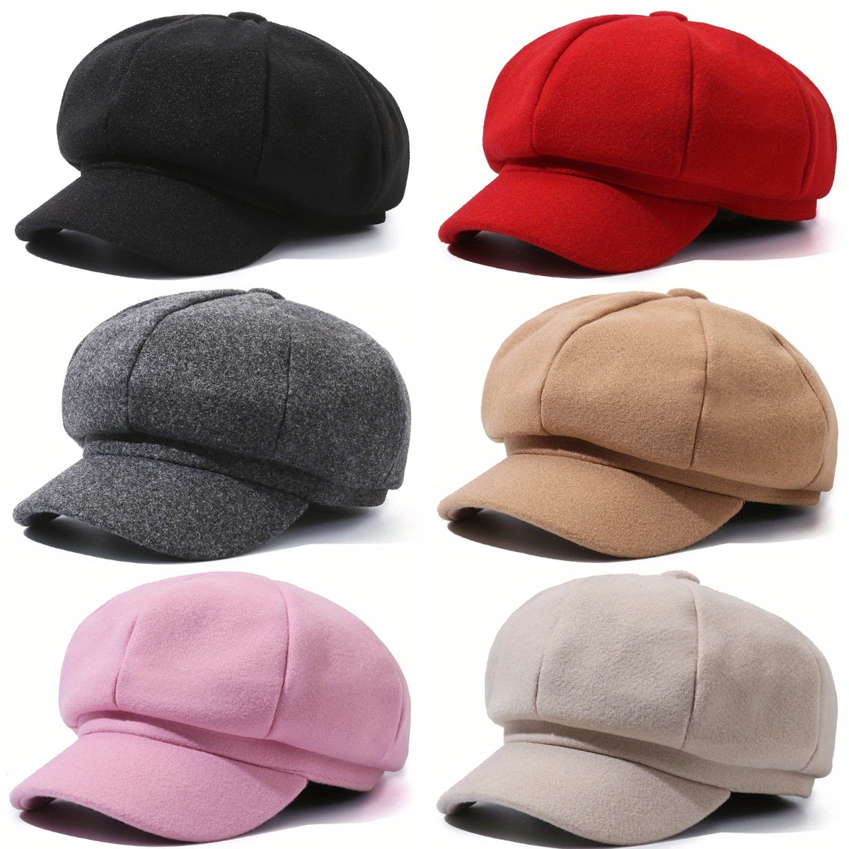 Woolen Solid Color Autumn and Winter Beret Outdoor Cotton Fashion Hat Windproof Newsboy Hats Men Women Universal Painter Caps