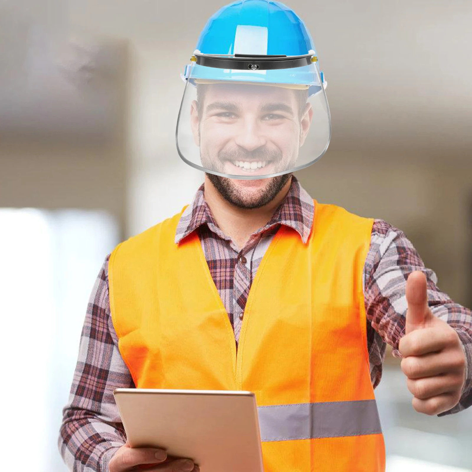 

Protective Face Cover Clear Visor for Industrial Use Heat Insulating Anti-Splash Lens Sandblasting Mask Protector Comfortable