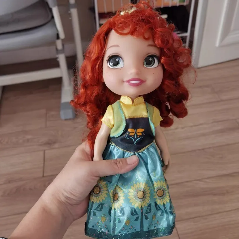 30cm Disney Elsa Anna Doll Mermaid Rapunzel Bell Princess Doll Genuine Voice Princess Merida Princess Pretend Play for Girl Gift