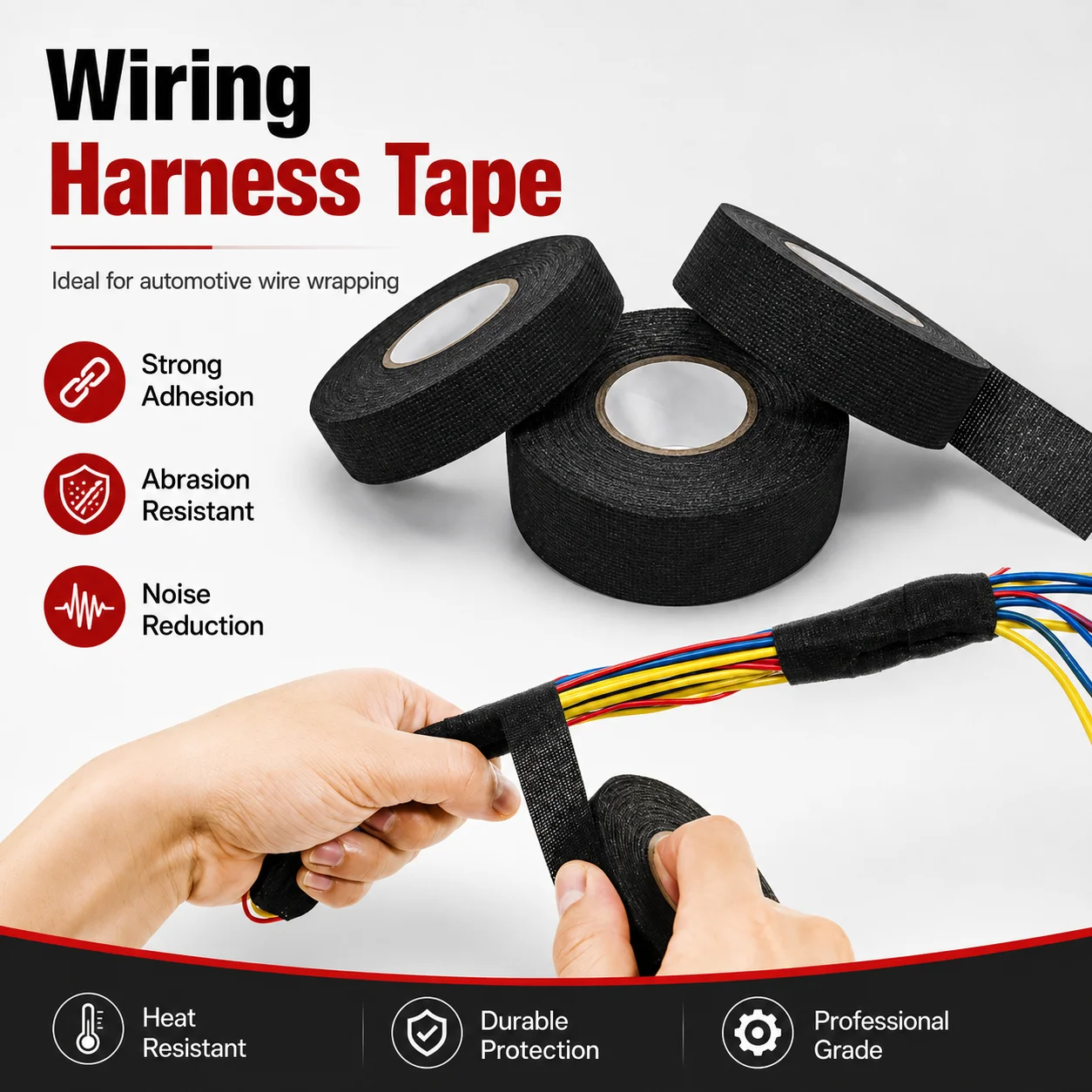 15 Meter Heat-Resistant Flame Retardant Tape Coroplast Adhesive Cloth Tape For Car Cable Harness Wiring Loom Protection Tools