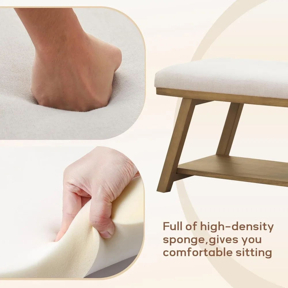 Stylish Upholstered Storage Bench for Entryway, Bedroom, Living Room, and More