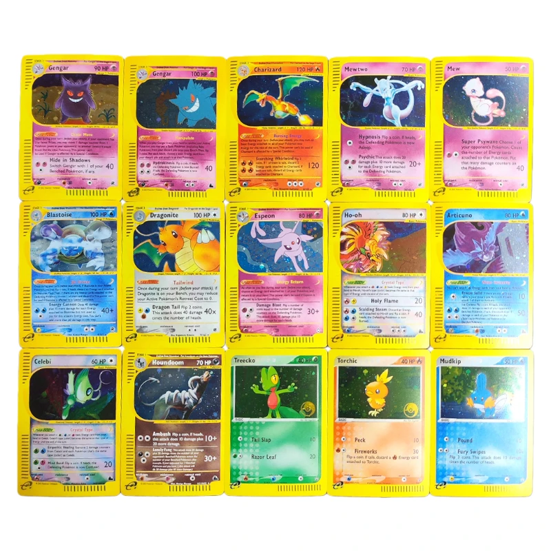 Karta Pokemon Proxy PTCG E-Card Charizard Dragonite Gengar Mew Mewtwo Celebi HOLO 13/165 6/165 H11/H32 Kolekcja Gra Anime Karta