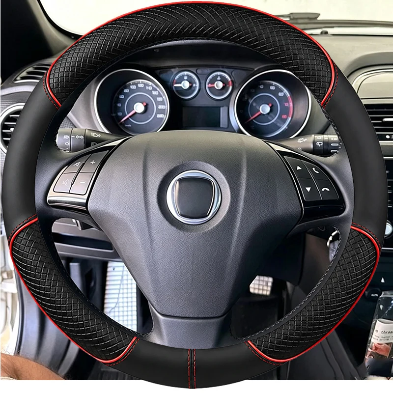 For Fiat Bravo Doblo Opel Combo Grande Punto Linea Qubo Vauxhall DIY Carbon Fider Suede Steering Wheel Cover Accessory
