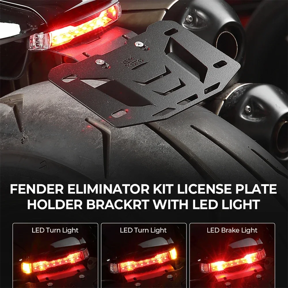 KEMIMOTO Motorcycle License Plate Bracket with LED Light for Sportster S RH1250 2021-2023 Fender Tail License Plate Holder Kit