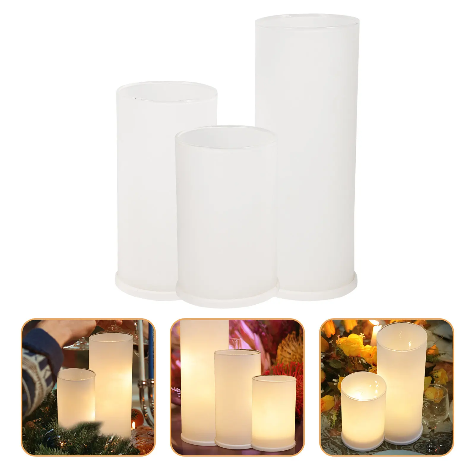 3Pcs LED Lights Flameless Electric Candles Battery Operated Decorative Lights for Indoor Outdoor Romantic Ambience