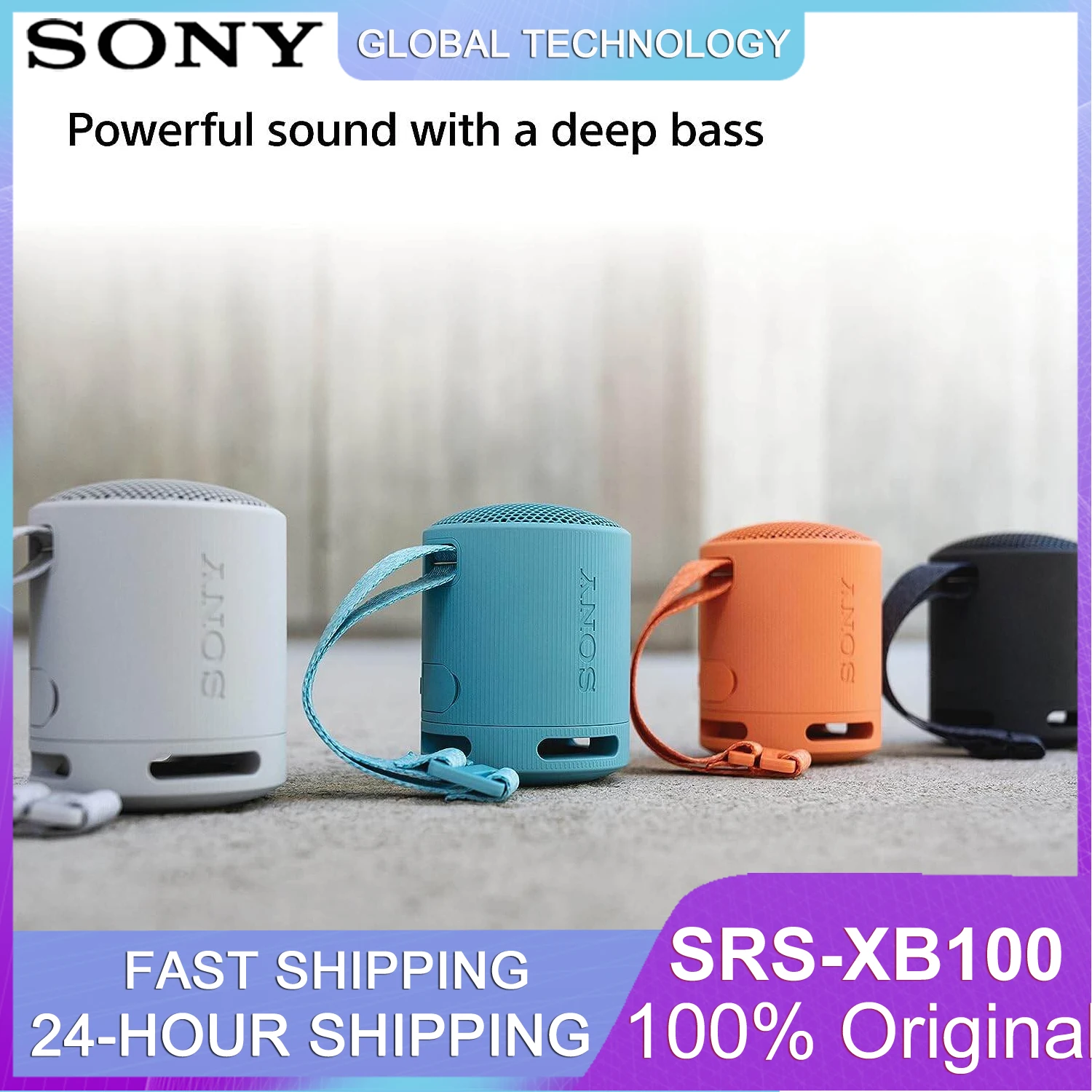 100% Original SONY SRS-XB100 Portable Wireless Speaker XB100 Bluetooth 16 Hours  EXTRA BASS