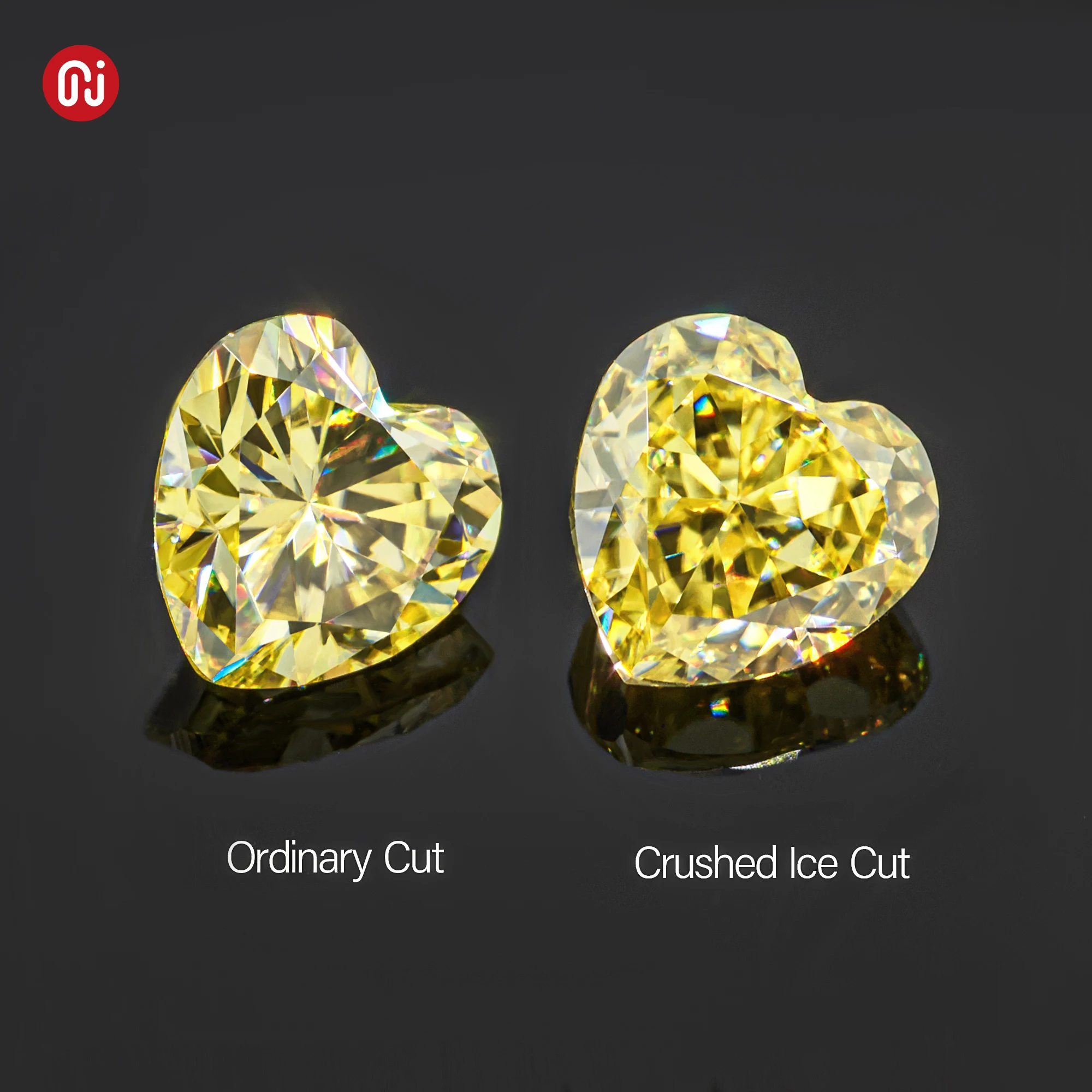 GIGAJEWE Customized Crushed Ice Heart Cut Vivid Yellow VVS1 Moissanite Loose Diamond Test Passed Gemstone For Jewelry Making