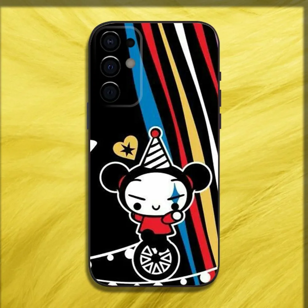 Cute P-Pucca Garu Phone Case For Samsung S24,S21,S22,S23,S30,Ultra,S20,Plus,Fe,Lite,Note,10,9,5G Black Soft Cover