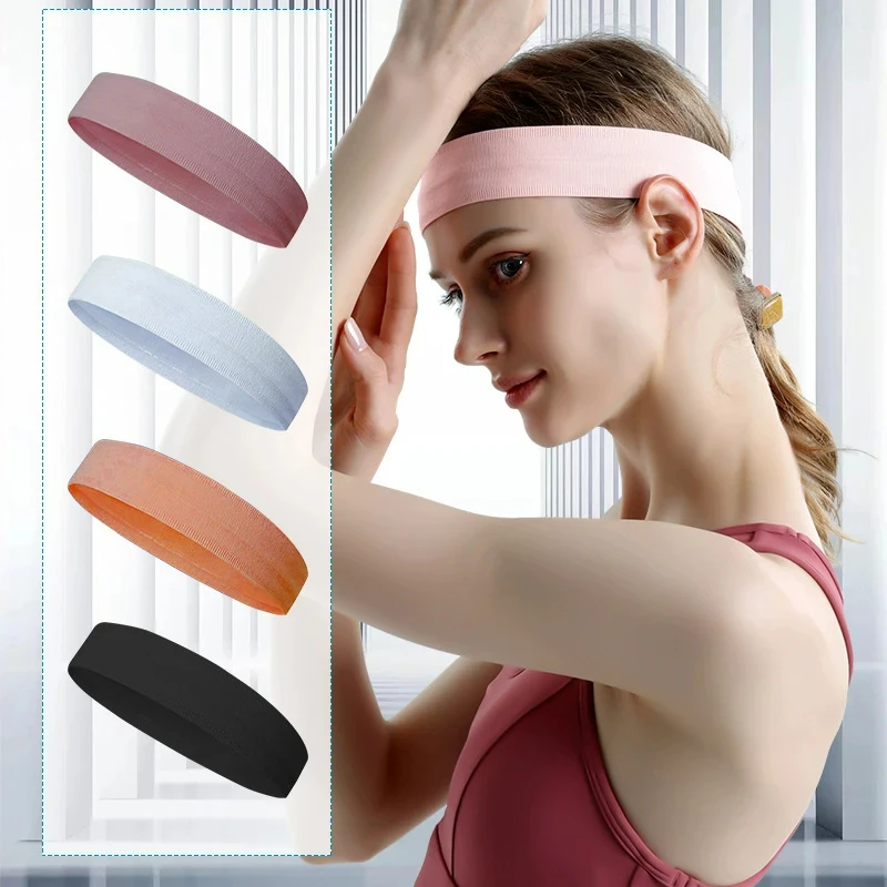 Unisex Solid Elastic Sport Headbands Outdoor Sport Sweat-Absorbing Non-Slip and Quick Drying Running Fitness Yoga Hairbands