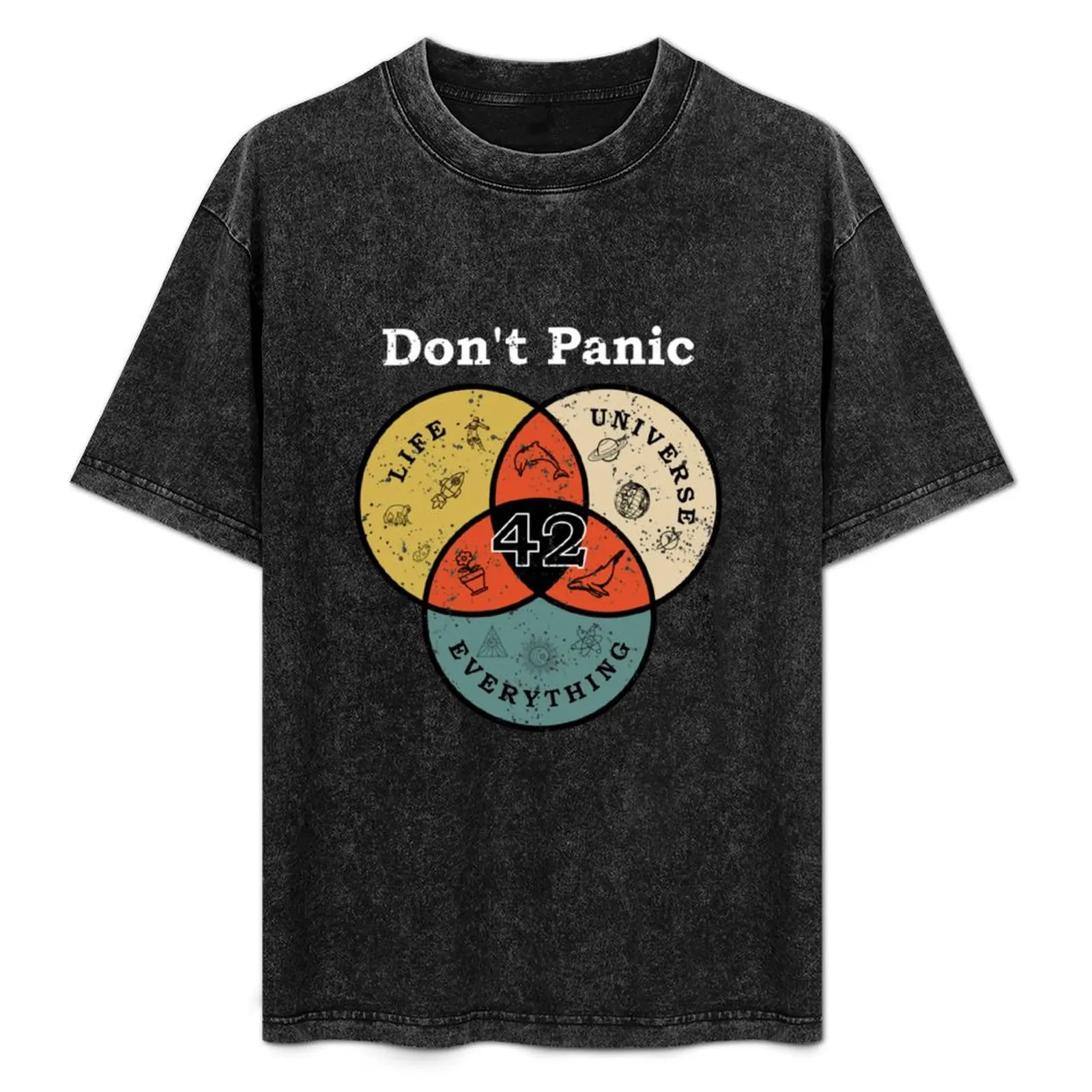 

42 Don&x27;t Panic Life Universe Everything Hitchhiker Guide Galaxy T-Shirt Big and Tall Solid Color T-Shirt