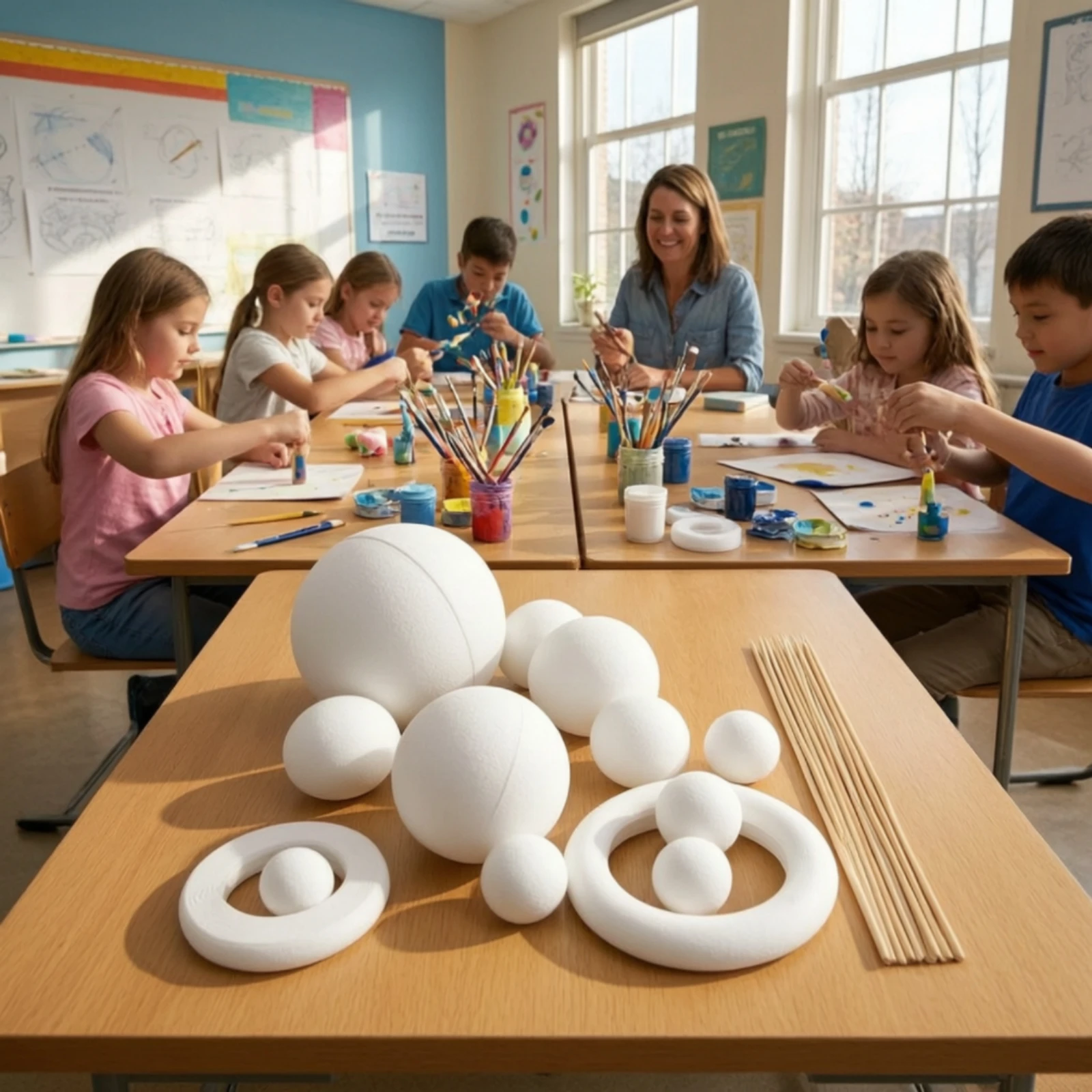 Solar System Model Kit Unpainted DIY Solar System Kit Toy Foam Educational for Students, Classroom, Homeschool