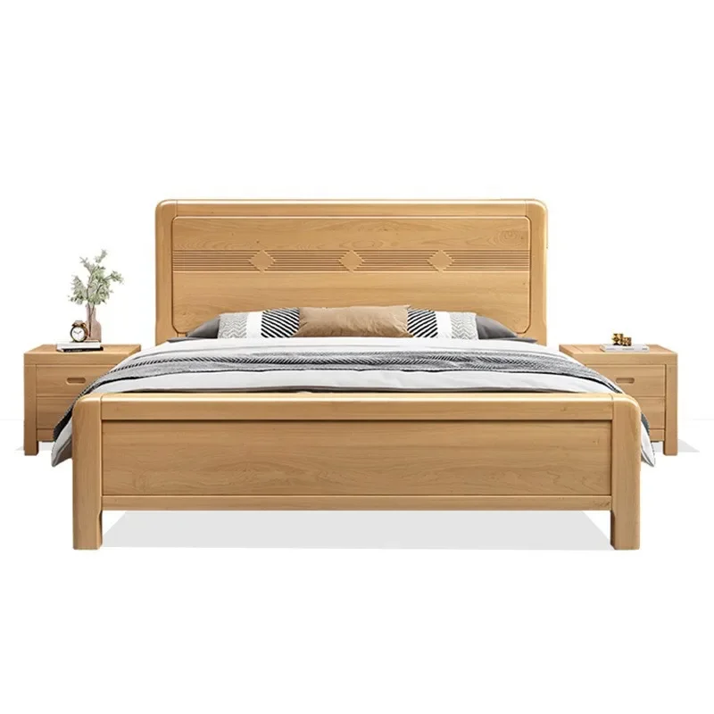 

New Chinese style all solid wood beech bed 1.8 meters master bedroom double bed Nordic 1.5/1 home bedroom single