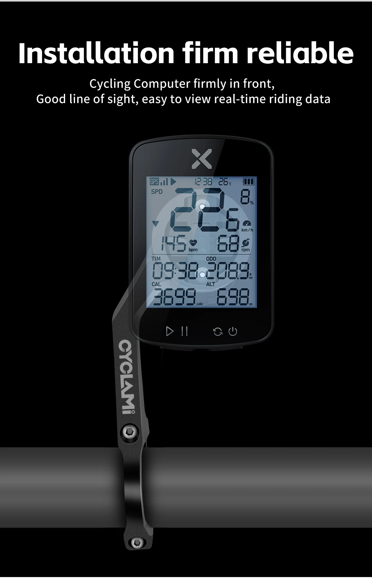 Scheinwerferhalterung aus Aluminiumlegierung, doppelseitige Montage, GPS-Fahrradcomputerhalterung, CYCLAMI S5 für GARMIN XOSS IGPSPORT MTB, Rennrad – Detail 8